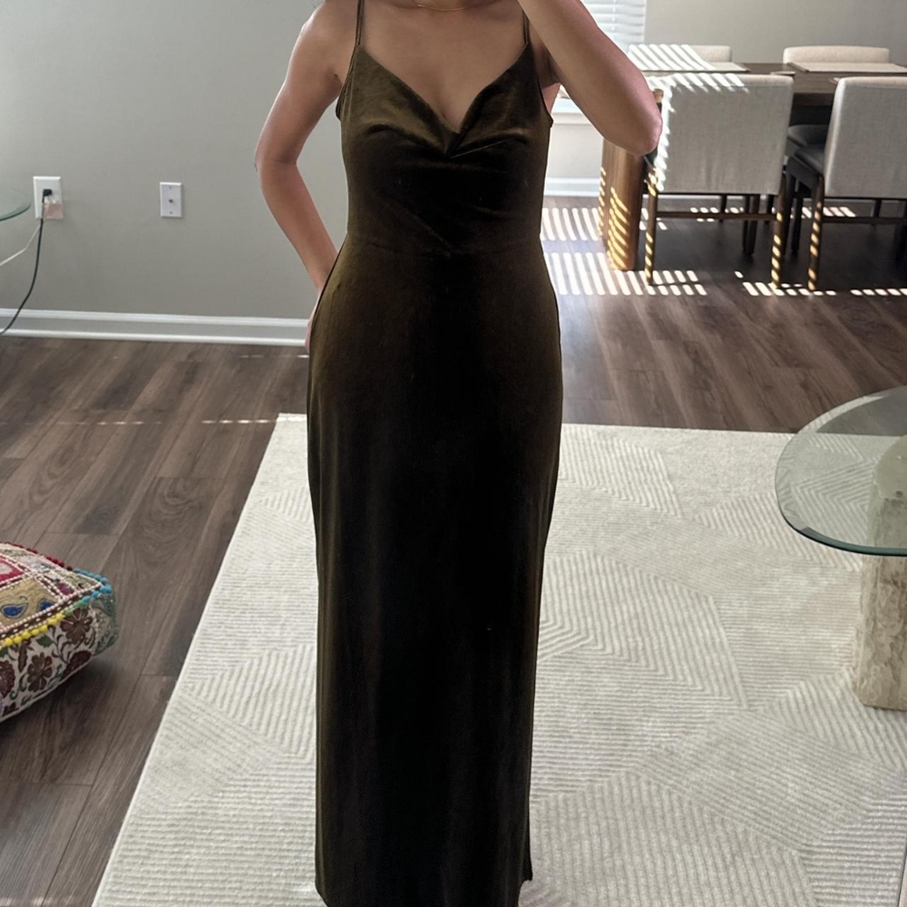 Olive Green Velvet Dress